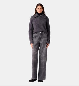 Jean large strassé - Maje - Gris