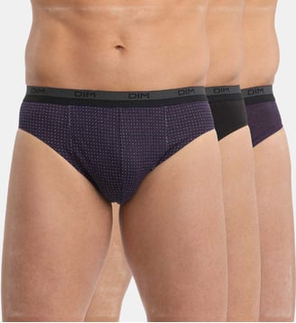 Lot de 3 Slips Homme Coton Print - Dim - Noir