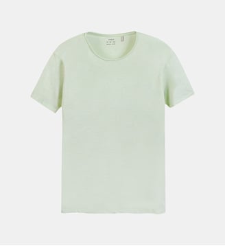 T-shirt col rond coton bio flammé - Ikks - Amande