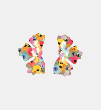 Boucles d'oreilles demi feuilles Balagane imprimé fleurs - Balaboosté - Multicolore