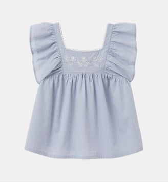 Blouse  en plumetis brodé - Cyrillus - Bleu clair