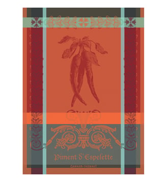 Torchon pur coton - Garnier Thiebaut - Orange et rose
