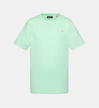 T-shirt brodé gris chiné - Schott - Vert pastel
