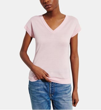 T-shirt droit maille fine en cachemire et soie - Bompard - Sakura