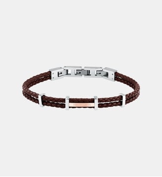 Bracelet T-LEATHER - Trussardi - Brown, rose gold et stainless steel