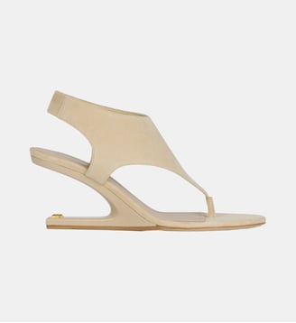 Sandales No Wedge en cuir suédé - Balmain - Beige