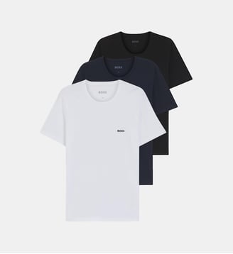 Lot de 3 maillots de corps droits coton - BOSS - Marine et blanc