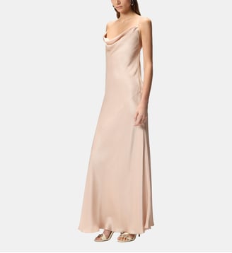 Robe combinette longue en satin - Pinko - Rose acajou