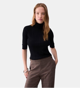 Haut en laine avec strass - Liu Jo - Noir
