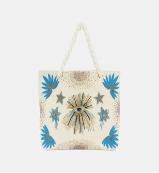 Sac cabas avec broderies et perles JULIUS - Wild - Blanc