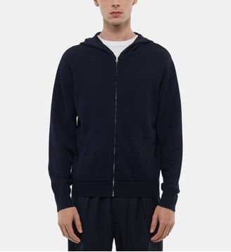 Cardigan à capuche en laine et coton - Fursac - Bleu marine