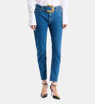 Jean ceinturé en denim - Balmain - Bleu
