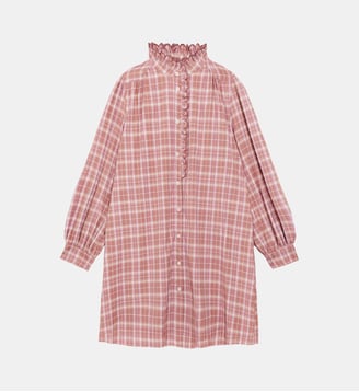 Robe courte trapèze imprimé à carreaux RAQUEL - La Petite Etoile - Rose