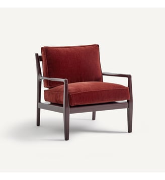 Fauteuil velours et structure laquée - AM.PM - Rouge birman
