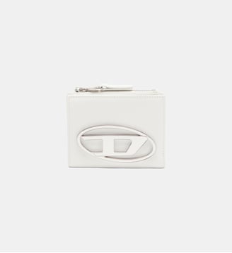 Petit portefeuille en cuir avec plaque à logo - Diesel - Blanc