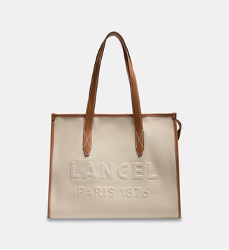 Sac cabas zippé M en coton mélangé signature - Lancel - Marron