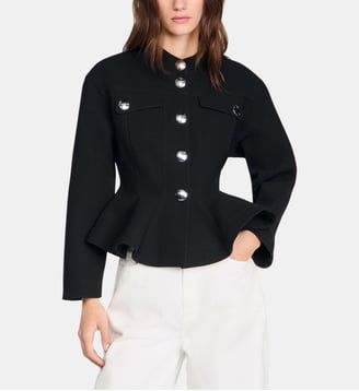 Veste courte à basque volantée - Sandro - Noir