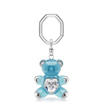 Porte-clés Teddy, Ours, Métal rhodié - Swarovski - Blue