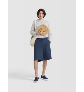 bermuda Leandre en jersey de coton bleu - Agnès b. - Bleu ceramique