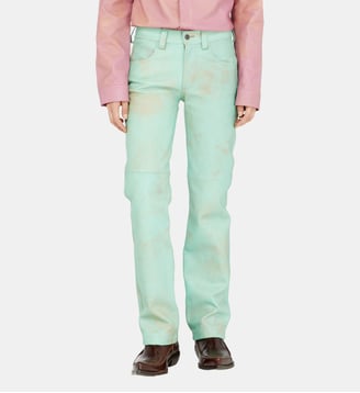 Pantalon en cuir traité - Diesel - Vert