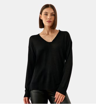 Pull col v uni MONNYTA - La Petite Etoile - Noir