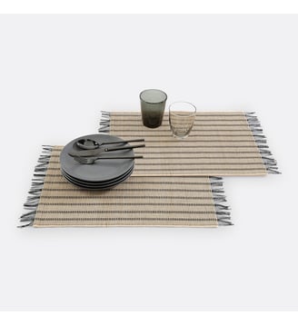 Lot 4 sets de table à franges - La Redoute Interieurs - Naturel noir