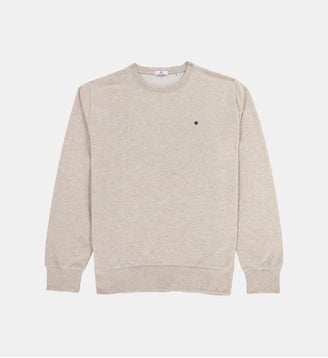 Sweat col rond Swim en coton - Serge Blanco - Beige chiné