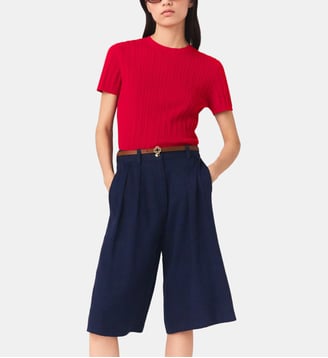 Bermudas en lin mélangé - Maje - Marine