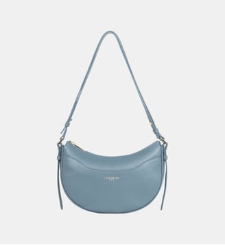 Sac demi lune Even en cuir - Lancaster - Bleu ardoise