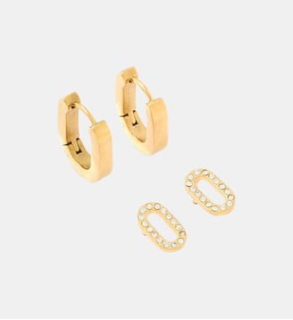 Set de 2 boucles d'oreilles créoles et strassées - Balaboosté - Doré