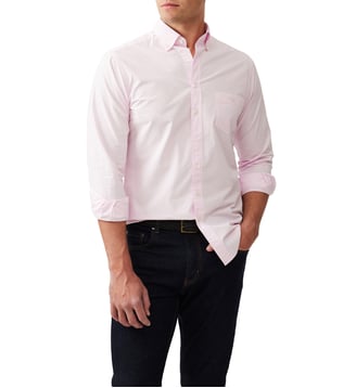 Chemise unie slim en popeline de coton manches longues Hendrick - Rodd & Gunn - Rose clair