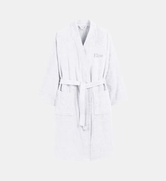 Peignoir éponge col kimono personnalisé - La Redoute Interieurs - Blanc