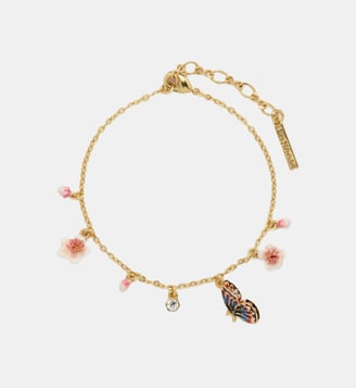 Bracelet fin papillon du japon et petites fleurs de cerisier - Les Néréides - Multicolore