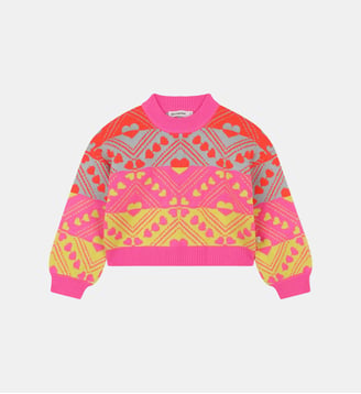Pull tricot motifs coeurs - Billieblush - Rose flash