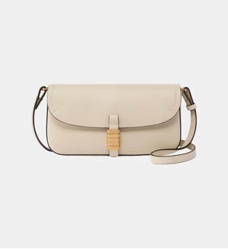 Sac porté épaule moyen saddle flat en cuir - Pinko - Blanc soie or antique
