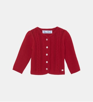 Cardigan - Cerise laine maille ajourée - Tartine Et Chocolat - Rouge