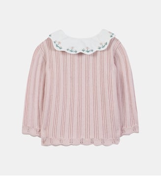 Pull - Rosée laine col claudine volanté - Tartine Et Chocolat - Rose pâle