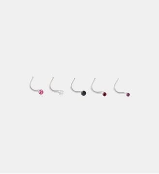 Set de 5 piercings en acier avec strass - Balaboosté - Argenté