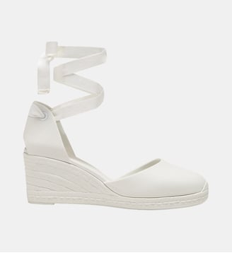 Espadrilles compensées avec rubans en coton biologique CAREEN - Castaner - Blanc