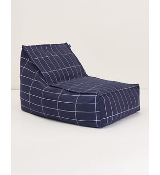 Pouf long  - taille adulte - Vibes - Nobodinoz - Navy blue grid vintage effect