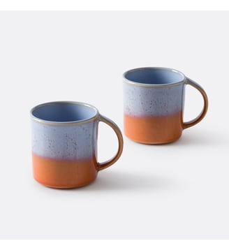 Lot de 2 mugs en grès émail réactif - La Redoute Interieurs - Orange