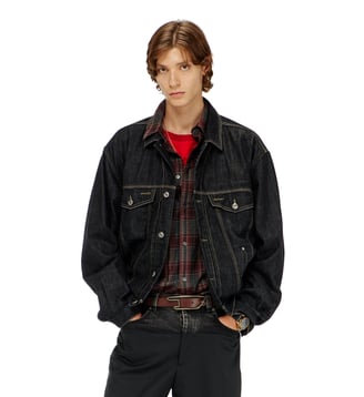 Veste trucker en denim rinse - Diesel - Noir et gris foncé