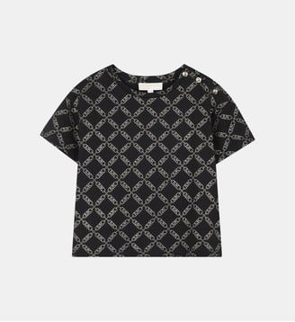 T-shirt manches courtes en jersey - Michael Kors Kids - Noir et doré