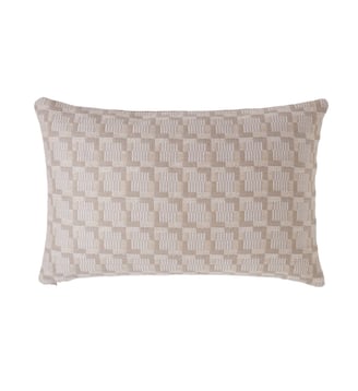 Housse de coussin VITORIO  Jacquard graphique laine et coton - Madura - Ivoire et beige cendré