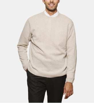 Pull Col Rond Beige en laine et cachemire - Atelier Privé - Beige