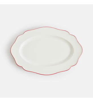 Plat de présentation grand modèle, en porcelaine - La Redoute Interieurs - Blanc et rouge