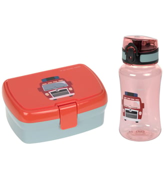 Lunch Set boìte à goûter et gourde Tiny Drivers Pompier - Lassig - Rouge