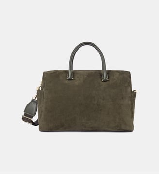 Sac cabas main Suède Cube en cuir - Lancaster - Kaki