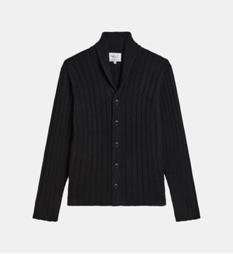 gilet en poil de yack à col châle - Agnès b. - Noir