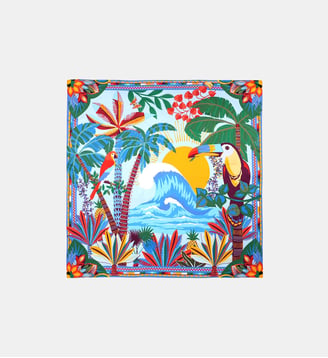 Foulard medium à motifs HAWAI - Wild - Bleu